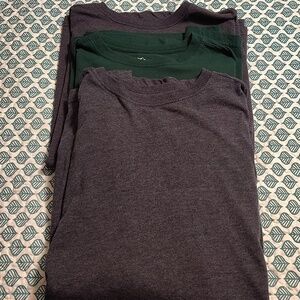 Blue Mountain Bundle of 3 long sleeve tees Blue Gray and Green Large